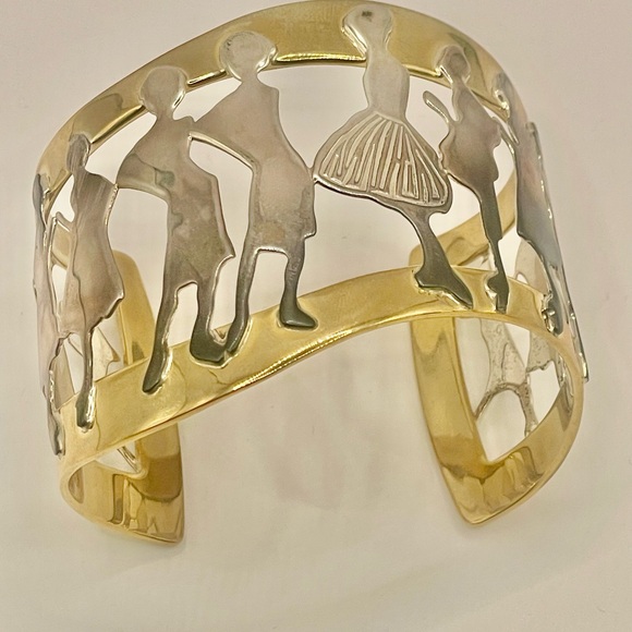 ANDY WARHOL inspired sterling silver & brass cuff - Picture 3 of 5